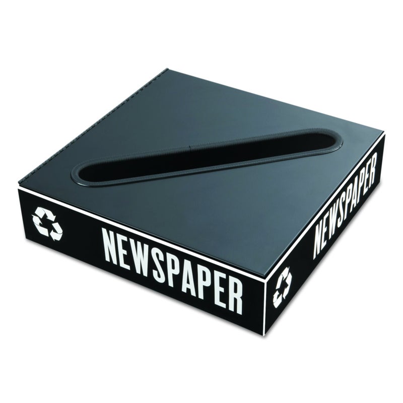 Safco 2987BL Public Square Recycling Receptacle Lid, Slot Cutout for Newspaper and Paper (Base Sold Separately), Black - Image 1